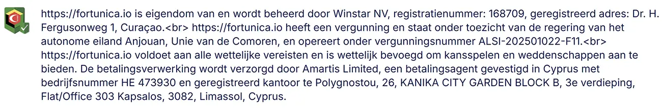 Fortunica Veiligheid en Licenties